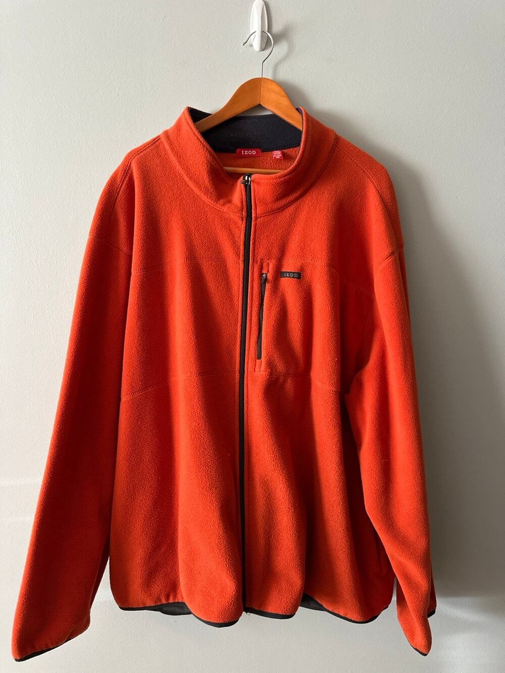 IZOD Fleece Jacket Men’s 4XL Orange Full Zip Pullover Outdoor Casual Coat